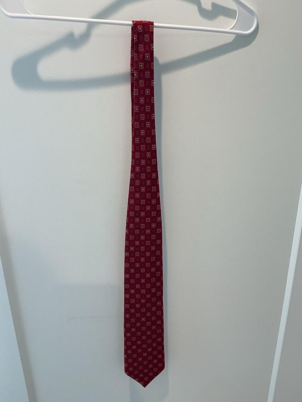 Ermenegildo Zegna Men’s Red 90% Silk Tie Geometric Print